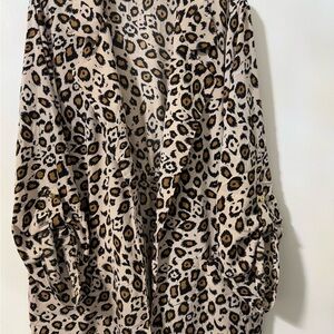 Dana Buchman Animal Print Open Front Cardigan with tab sleeves. Very comfortable